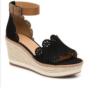 Crown Vintage Black Dunja Wedge Sandals Sz 10